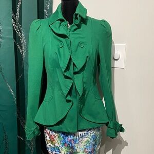 INC International Concepts Emerald Ruffle Blazer